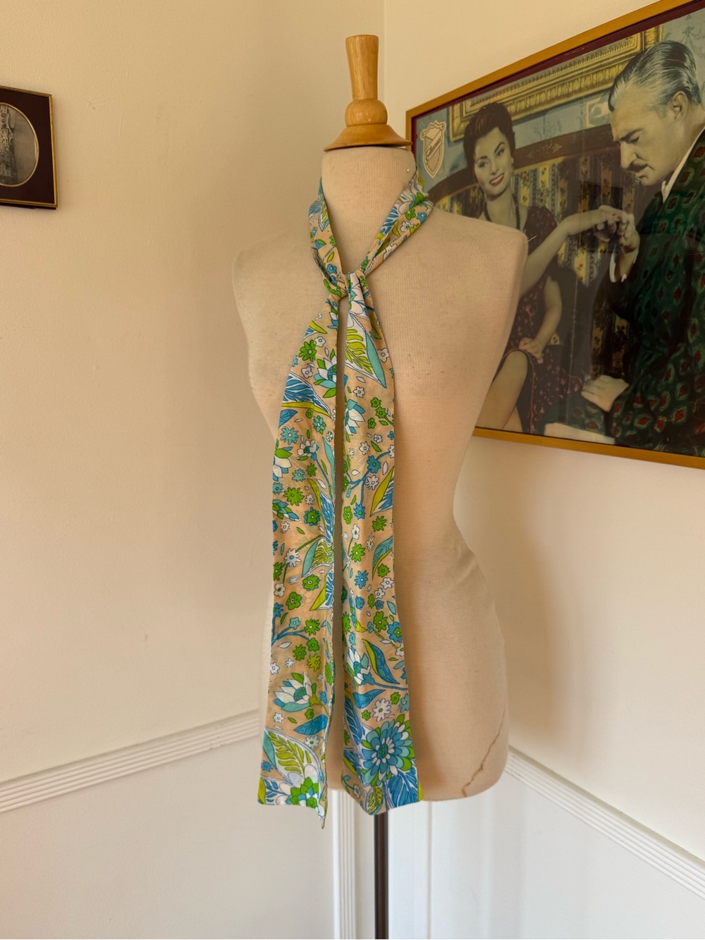 Vintage Scarf in Blue & Green